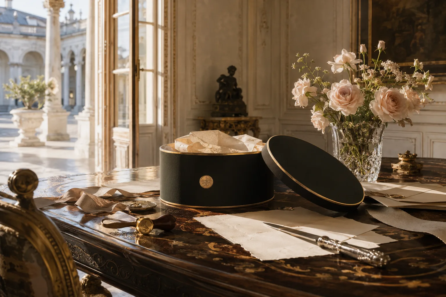 French Maison presentation box in a Parisian interior